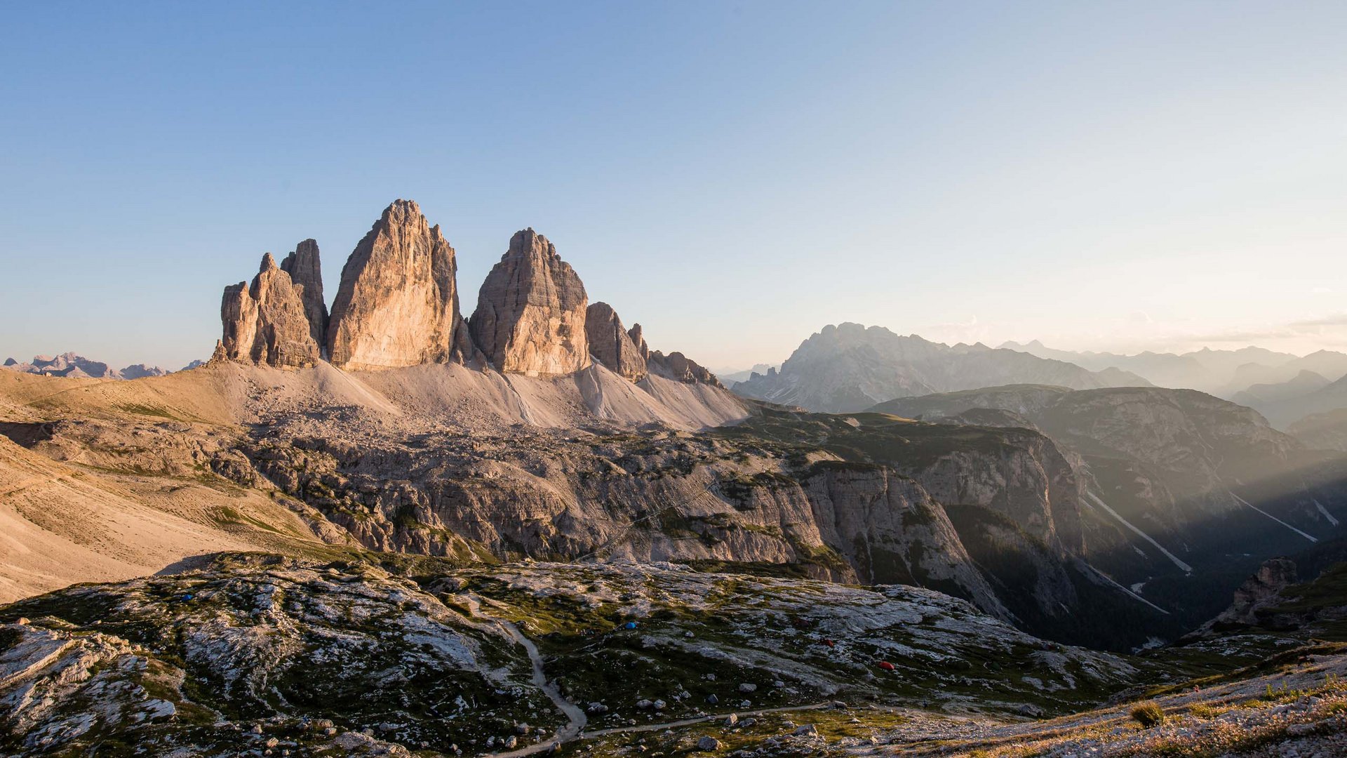 Alpen Tesitin, our hiking hotel in Val Pusteria/Pustertal The iconic Dolomite peaks of Tre Cime in the evening light